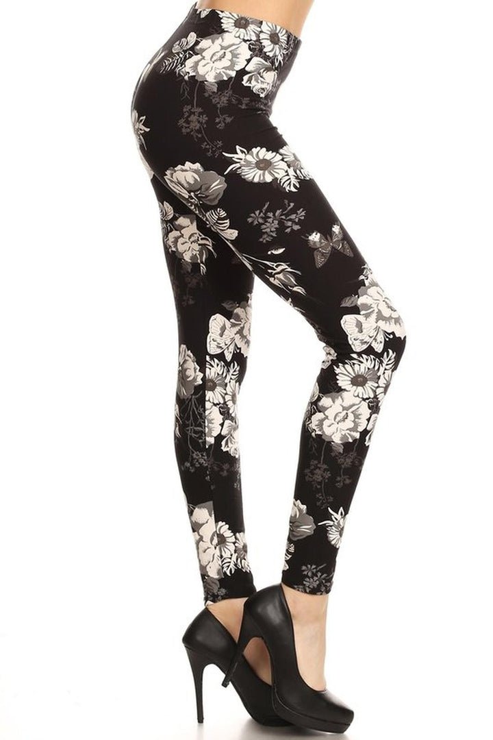 Buttery Monochrome Floral Terrace Leggings