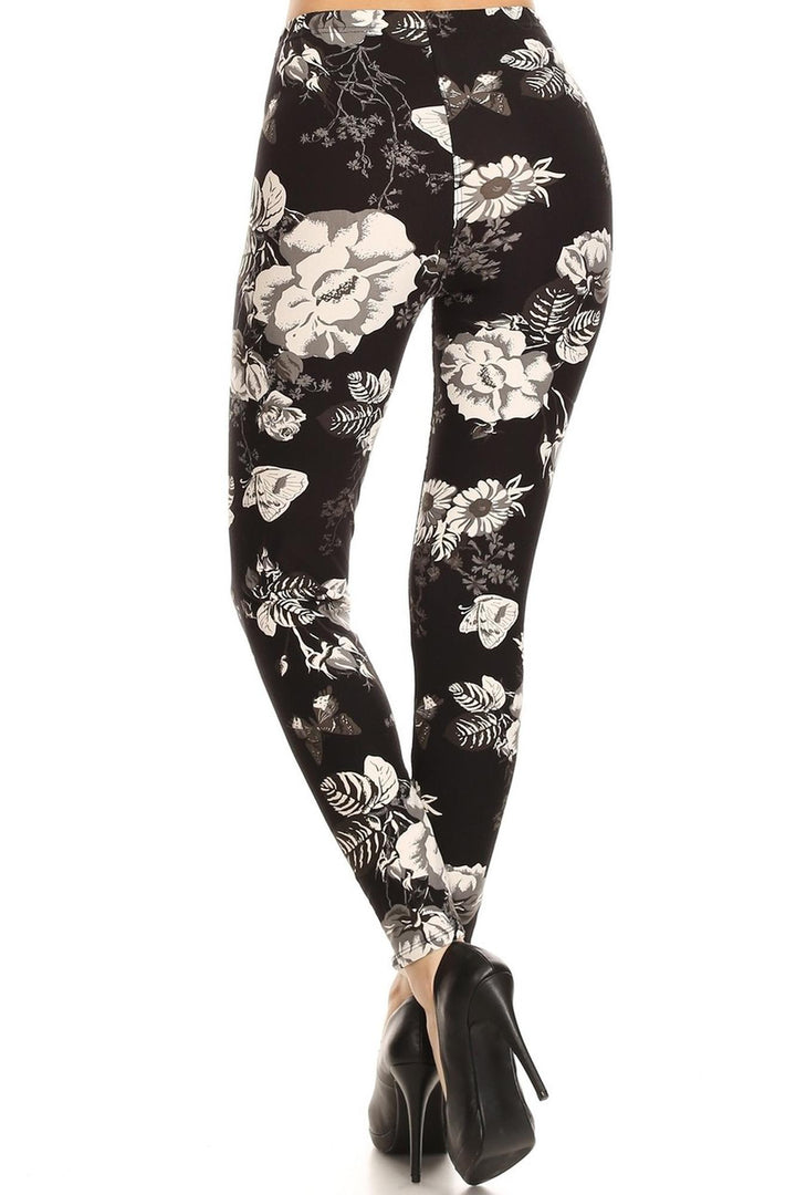 Buttery Monochrome Floral Terrace Leggings