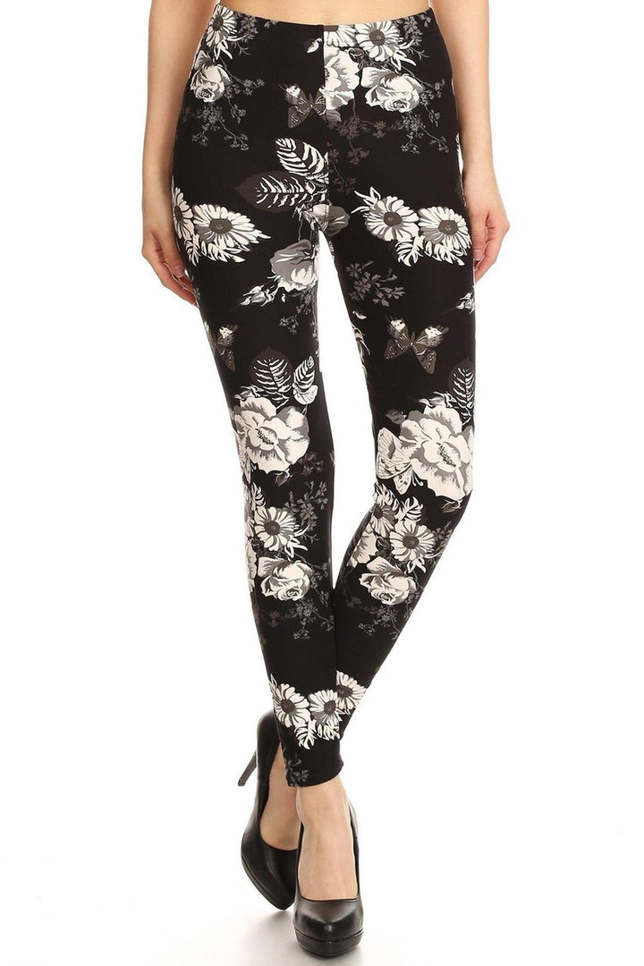 Buttery Monochrome Floral Terrace Leggings