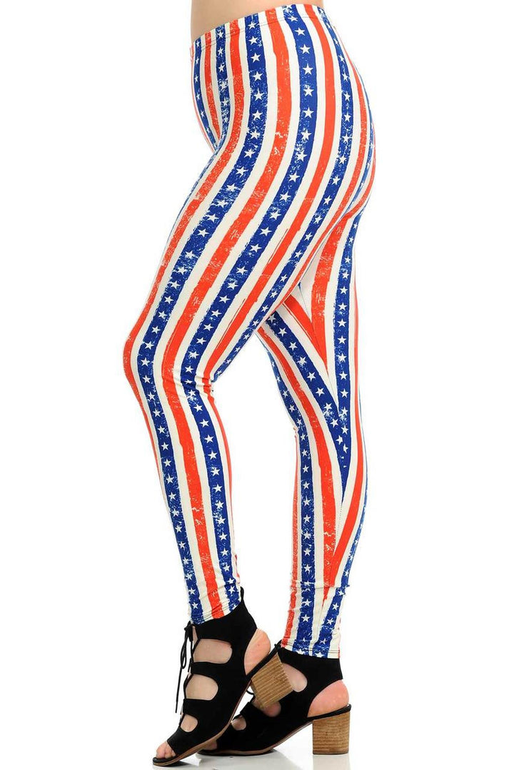Buttery Smooth Plus Size Vertical Stars and Stripes Leggings