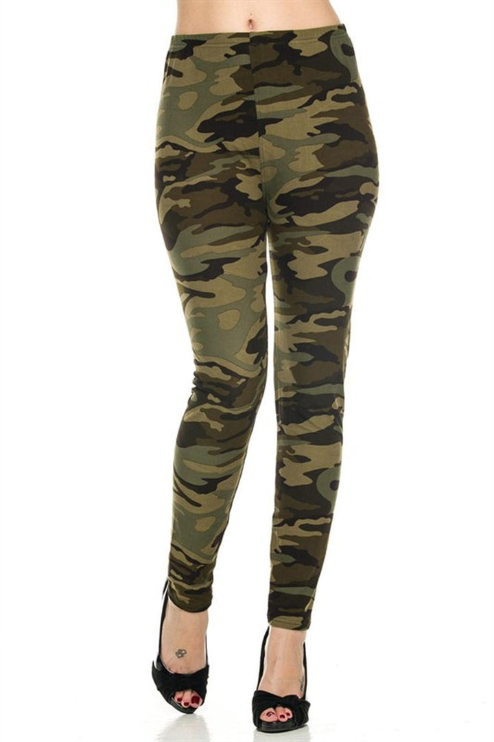 Buttery Smooth Plus Size Green Camouflage Leggings