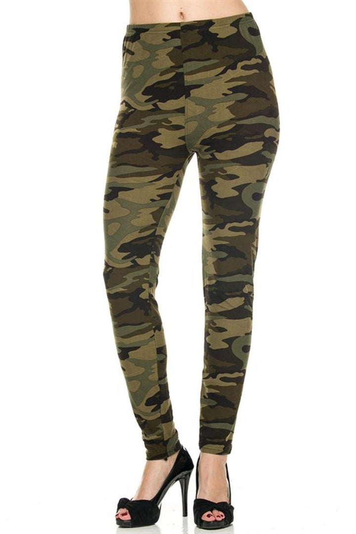 Buttery Smooth Plus Size Green Camouflage Leggings