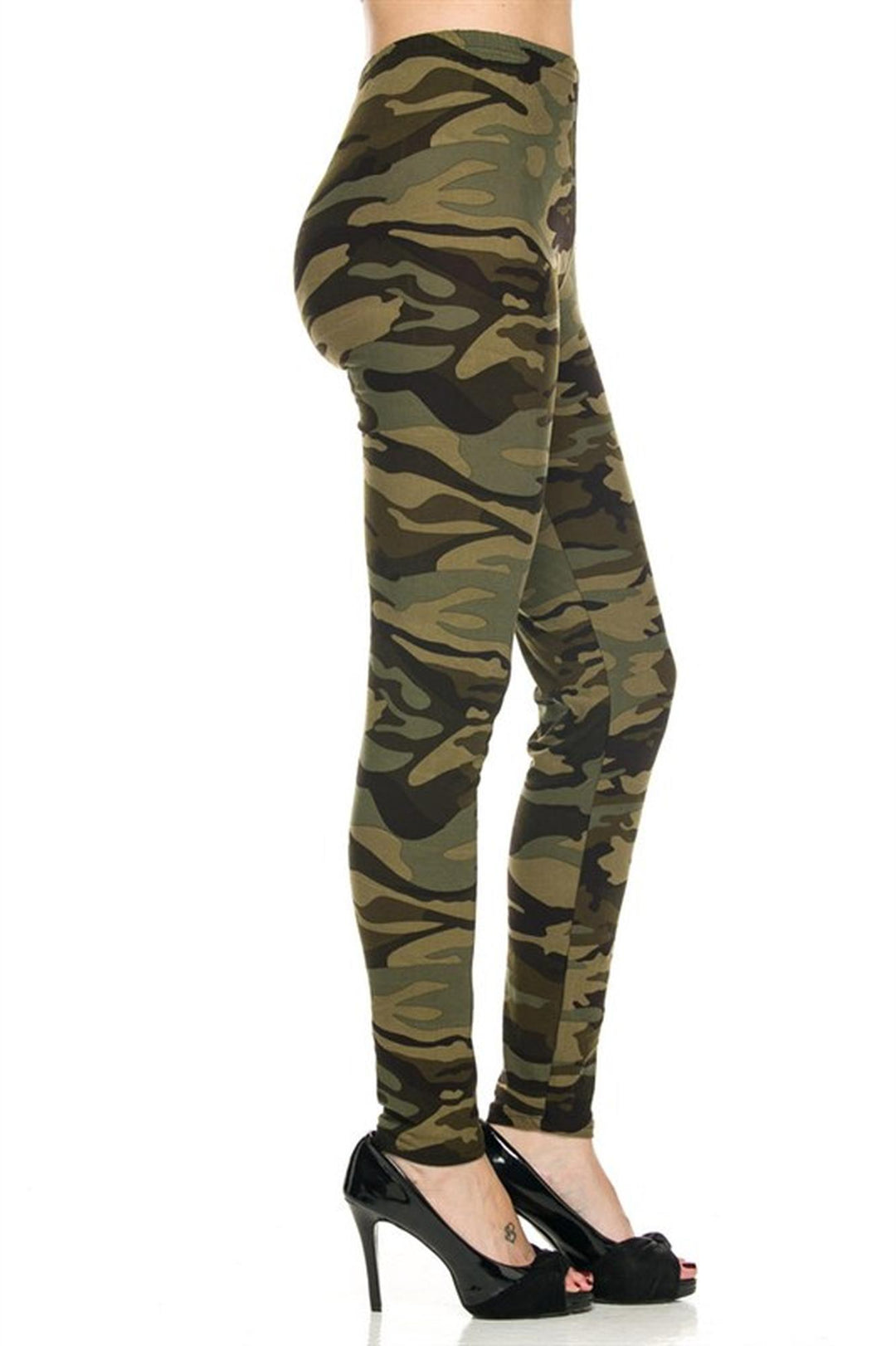 Buttery Smooth Plus Size Green Camouflage Leggings