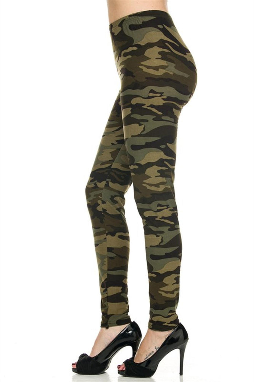 Buttery Smooth Plus Size Green Camouflage Leggings