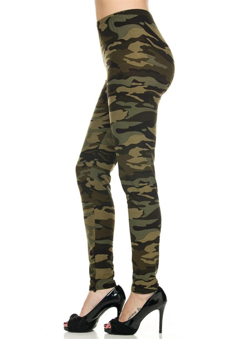 Buttery Smooth Plus Size Green Camouflage Leggings