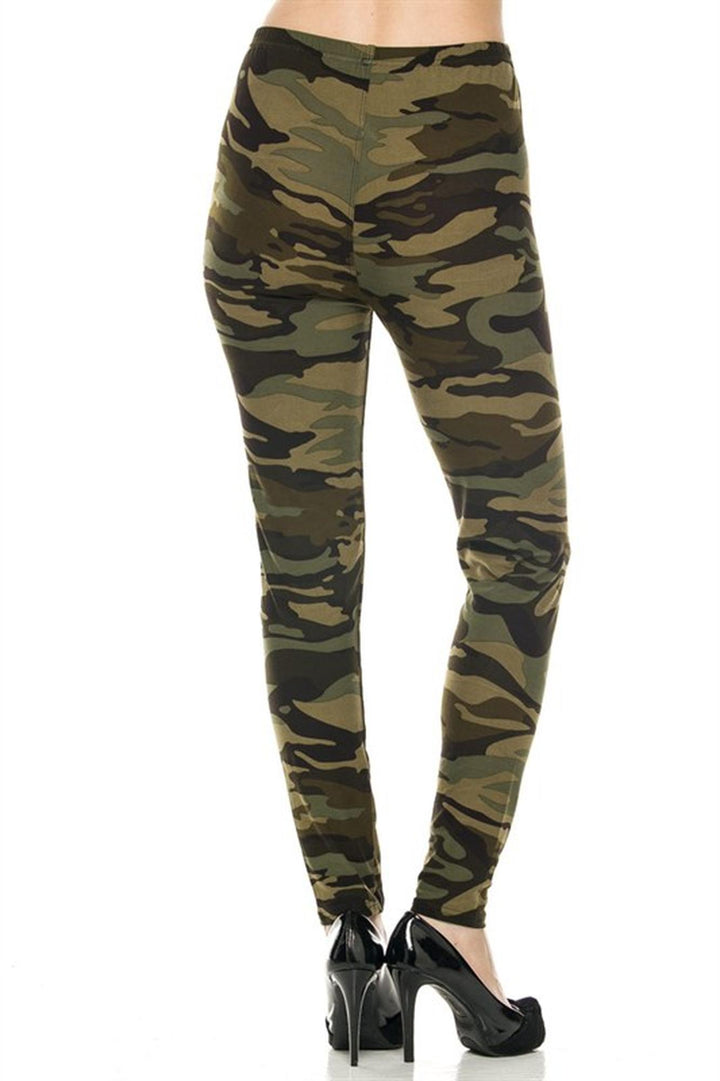 Buttery Smooth Plus Size Green Camouflage Leggings