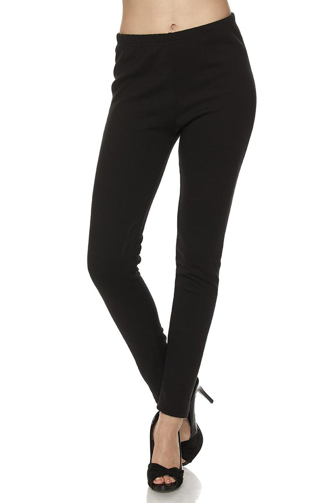 Solid Warm Fur Lined Leggings