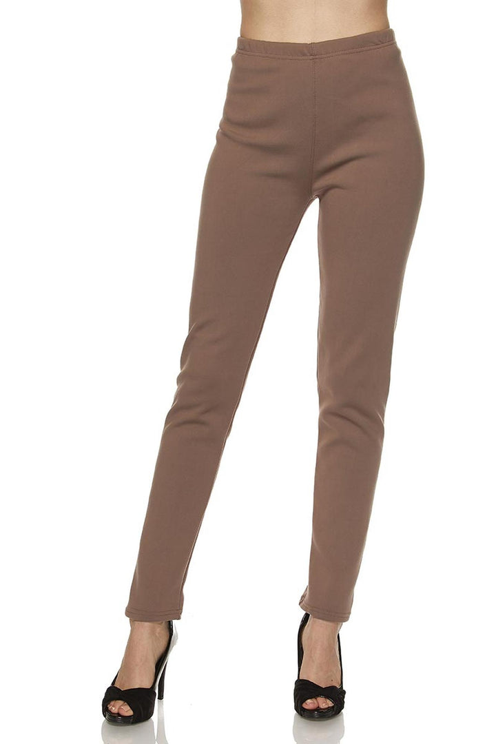 Solid Warm Fur Lined Leggings