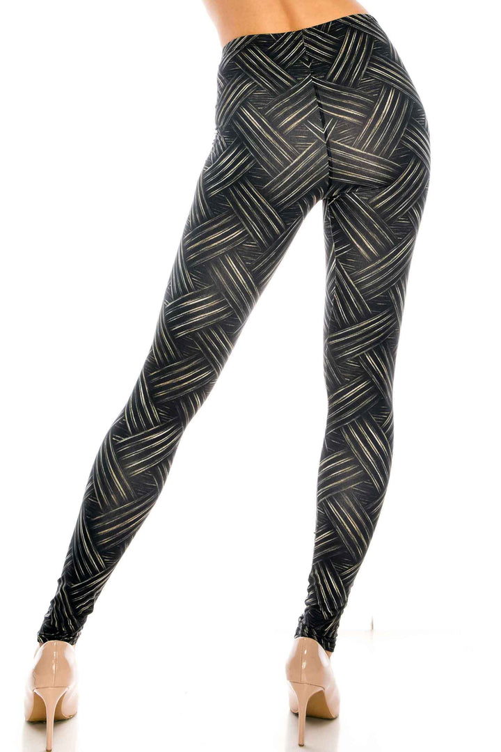 Creamy Soft Bronzed Banded Crisscross Leggings - USA Fashion