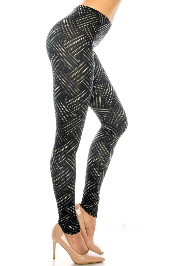 Creamy Soft Bronzed Banded Crisscross Leggings - USA Fashion