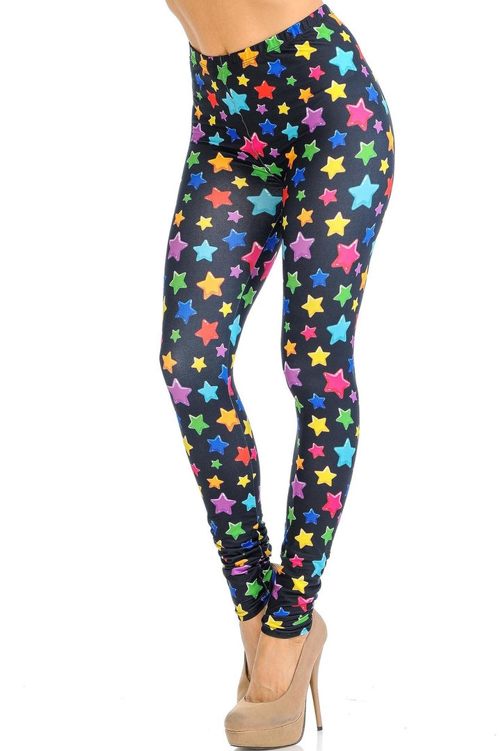 Creamy Soft Colorful Cartoon Stars Leggings - Signature Collection