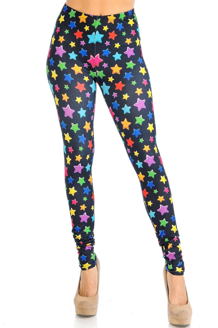 Creamy Soft Colorful Cartoon Stars Leggings - Signature Collection