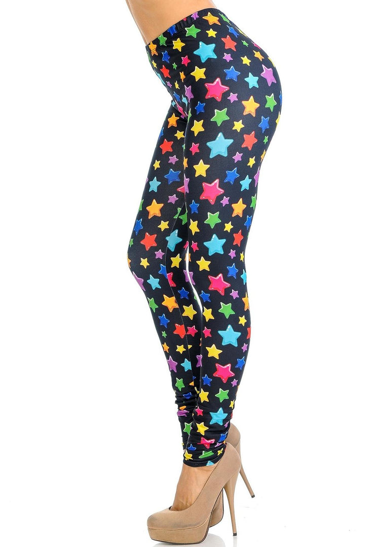 Creamy Soft Colorful Cartoon Stars Leggings - Signature Collection
