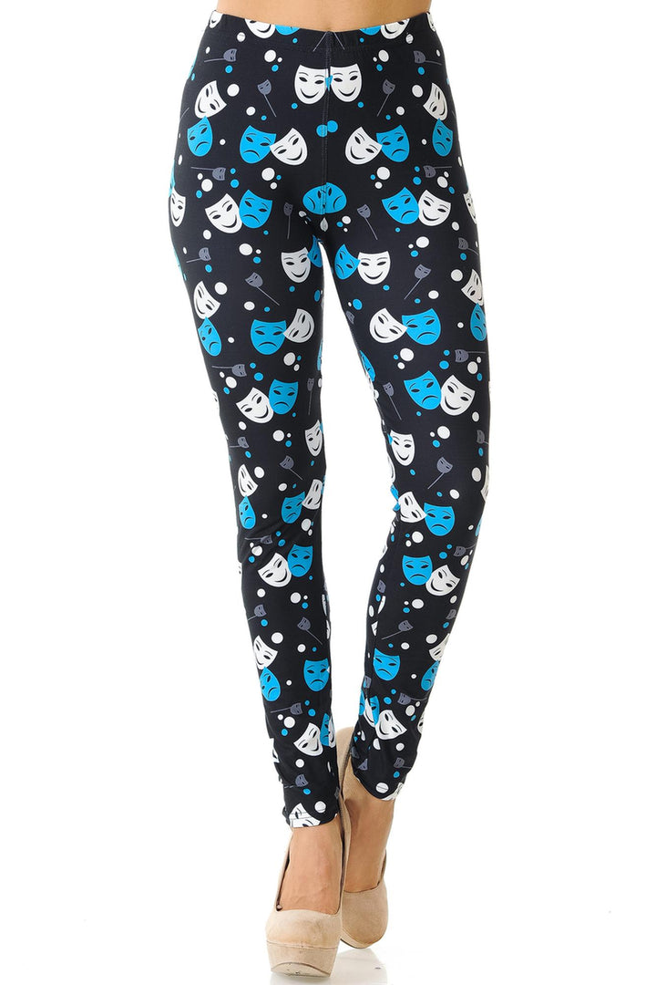 Creamy Soft Comedy Tragedy Mask Leggings