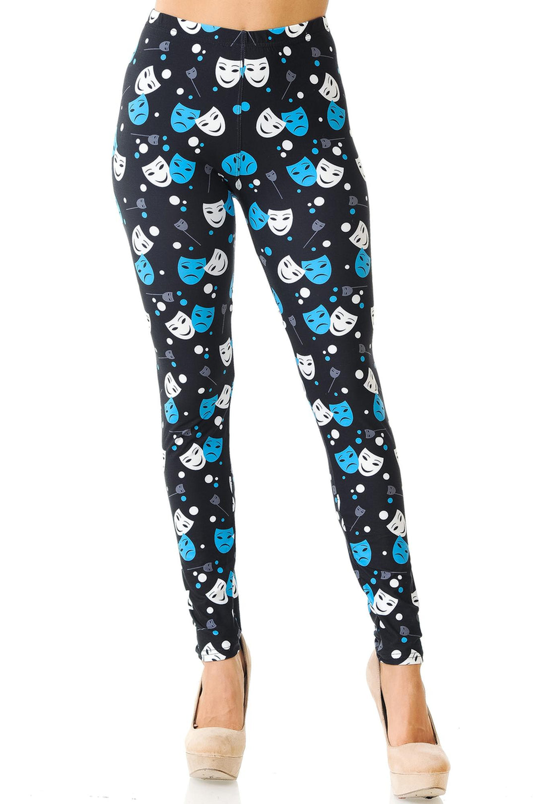 Creamy Soft Comedy Tragedy Mask Leggings
