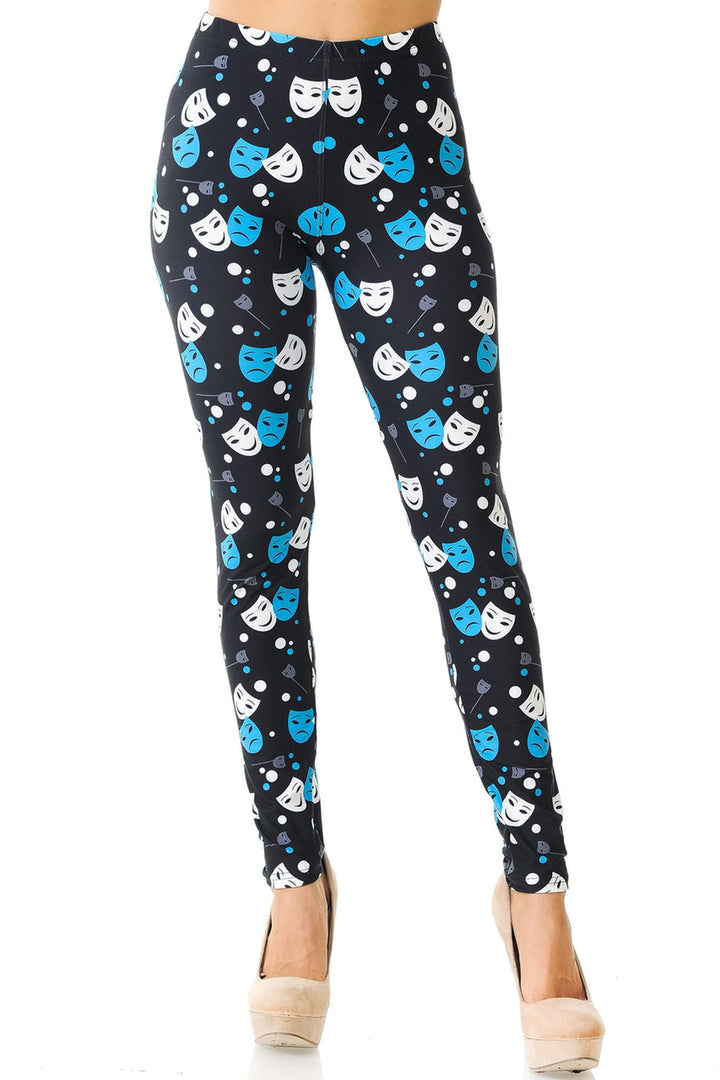 Creamy Soft Comedy Tragedy Mask Leggings