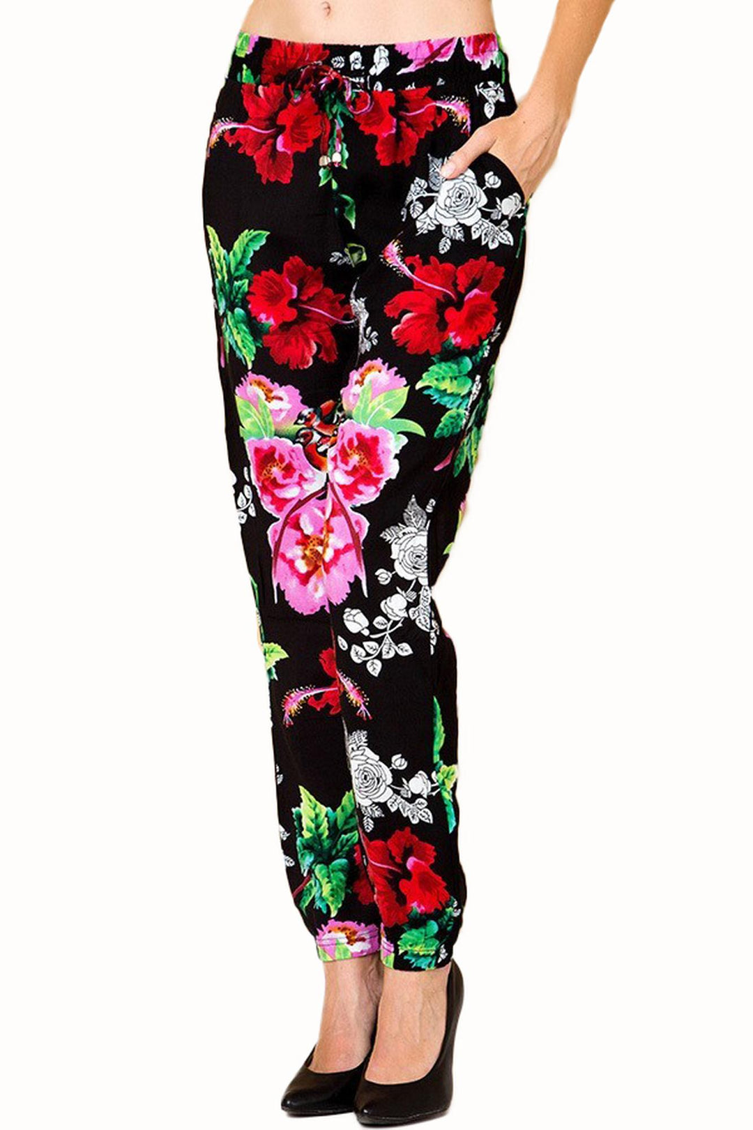 Colorful Floral Burst Fashion Harem Joggers