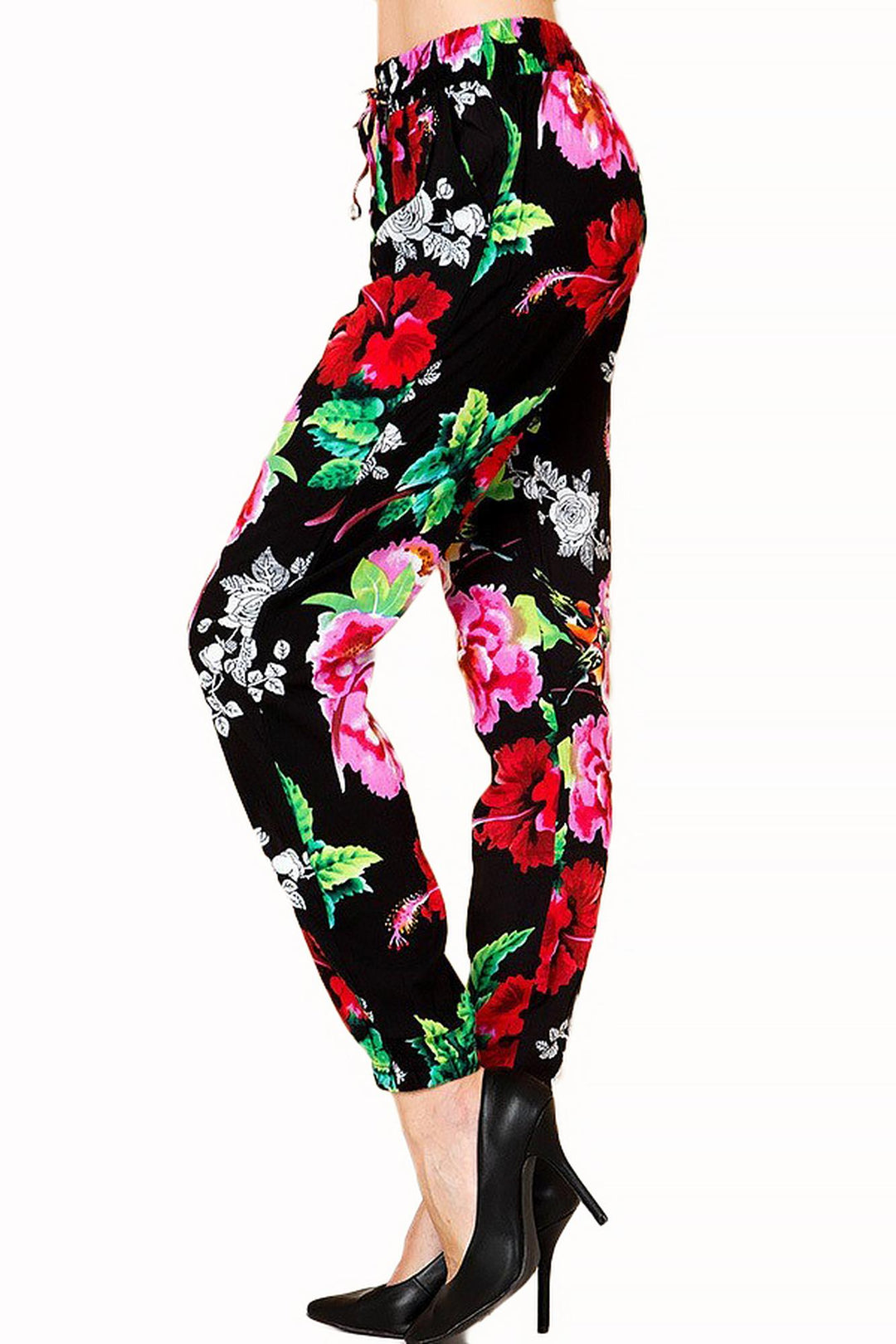 Colorful Floral Burst Fashion Harem Joggers
