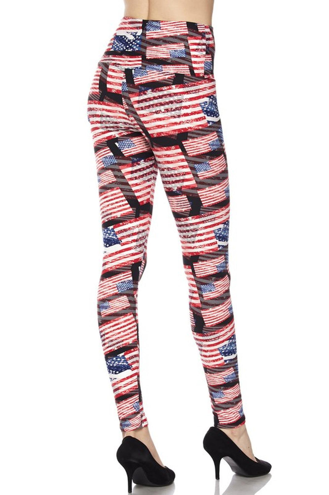 Buttery Smooth High Waisted 3D Hologram USA Flag Leggings