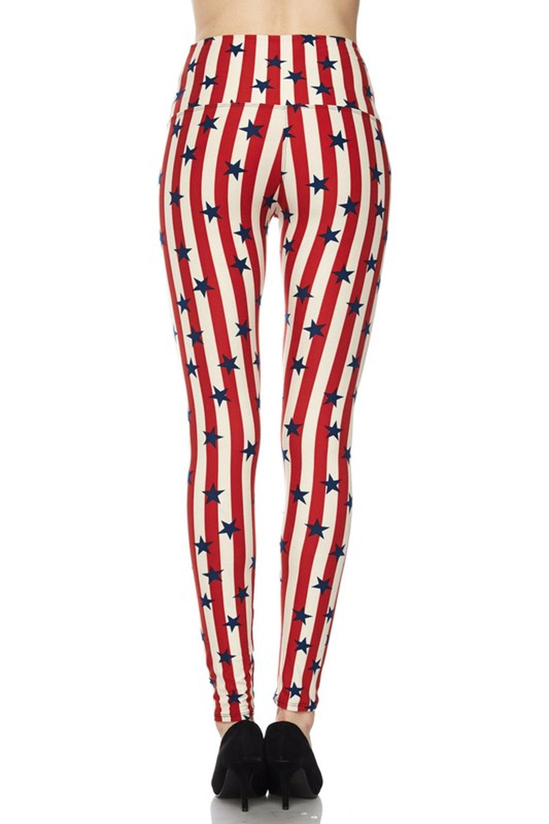 Buttery Smooth High Waist Vertical Stripes USA Flag Leggings