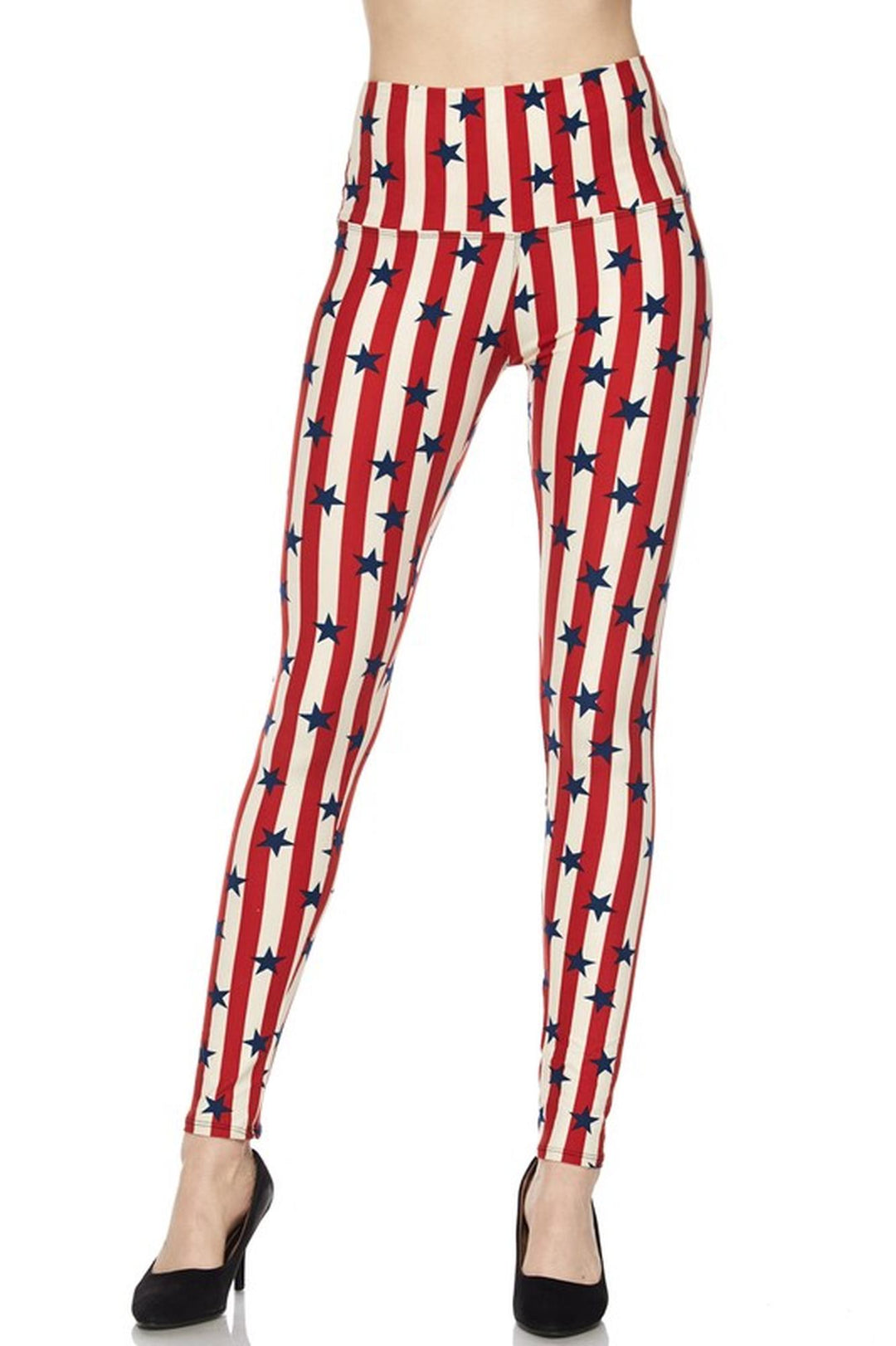 Buttery Smooth High Waist Vertical Stripes USA Flag Leggings