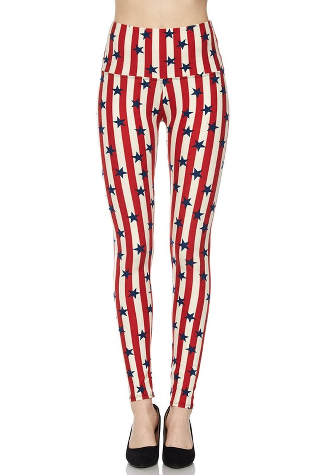 Buttery Smooth High Waist Vertical Stripes USA Flag Leggings