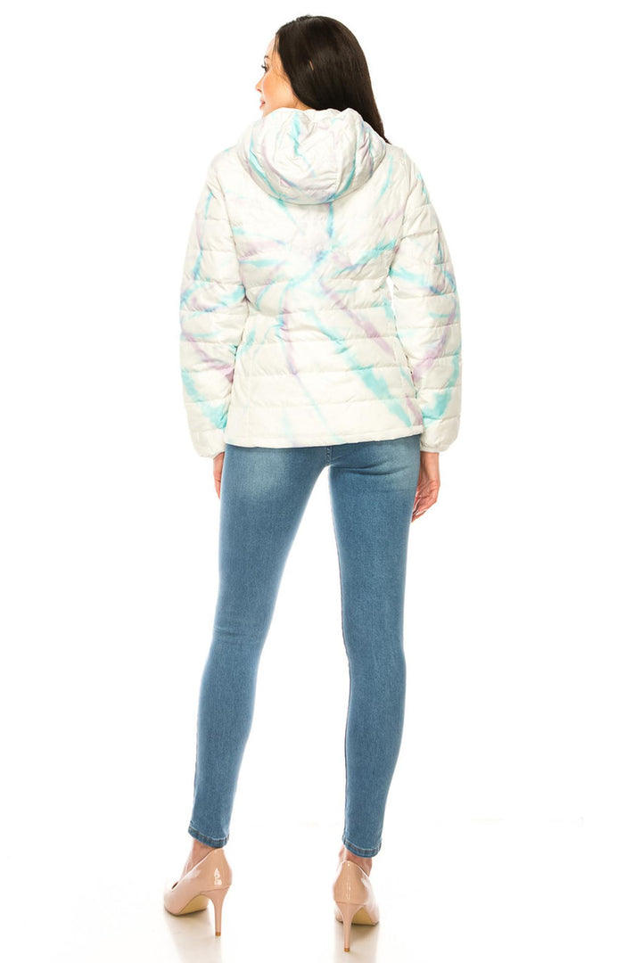 Women's Purple and Teal Swirl Winter Puffer Down Jacket