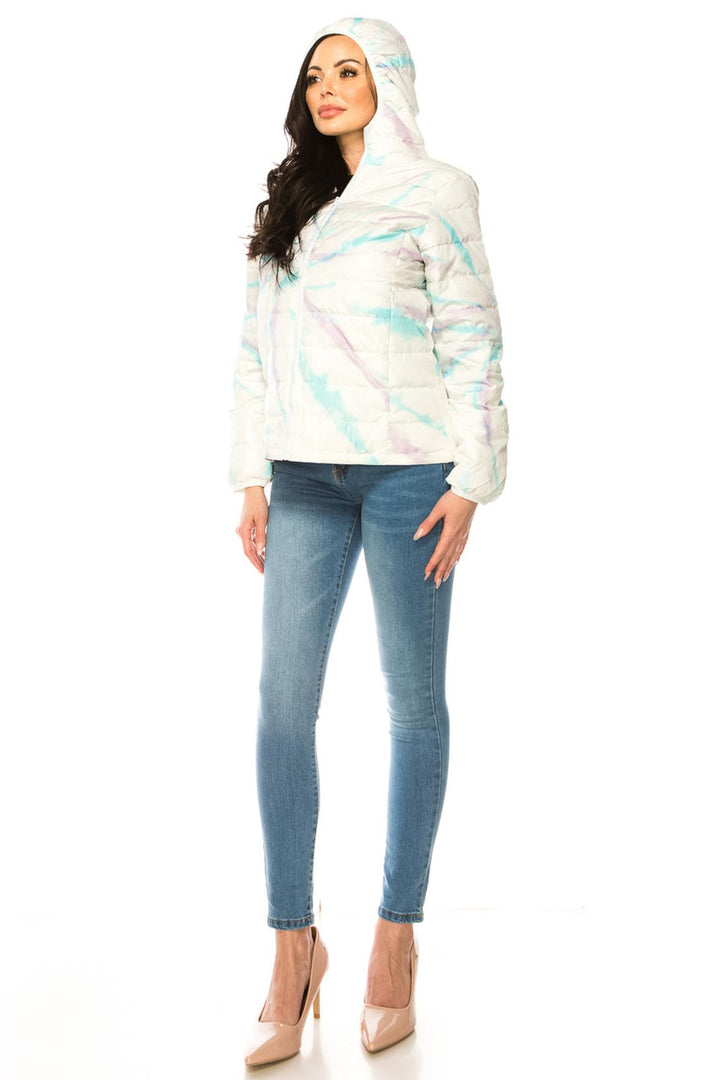 Women's Purple and Teal Swirl Winter Puffer Down Jacket