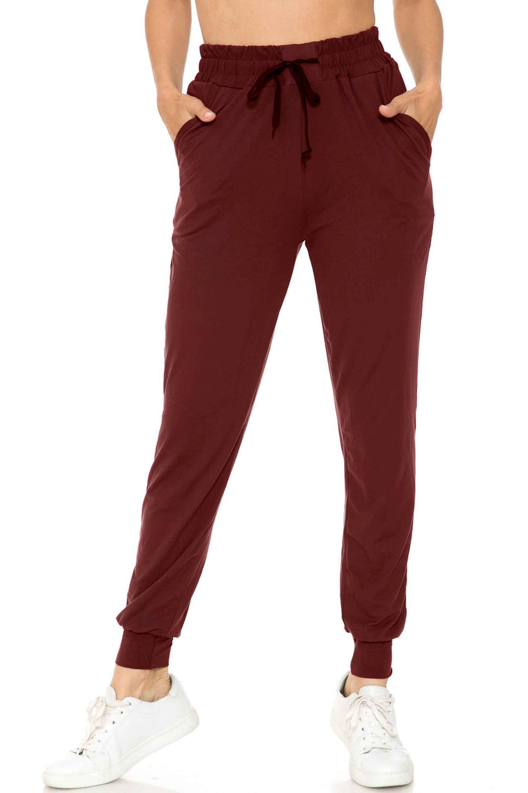 Buttery Soft Solid Basic Burgundy Joggers - EEVEE