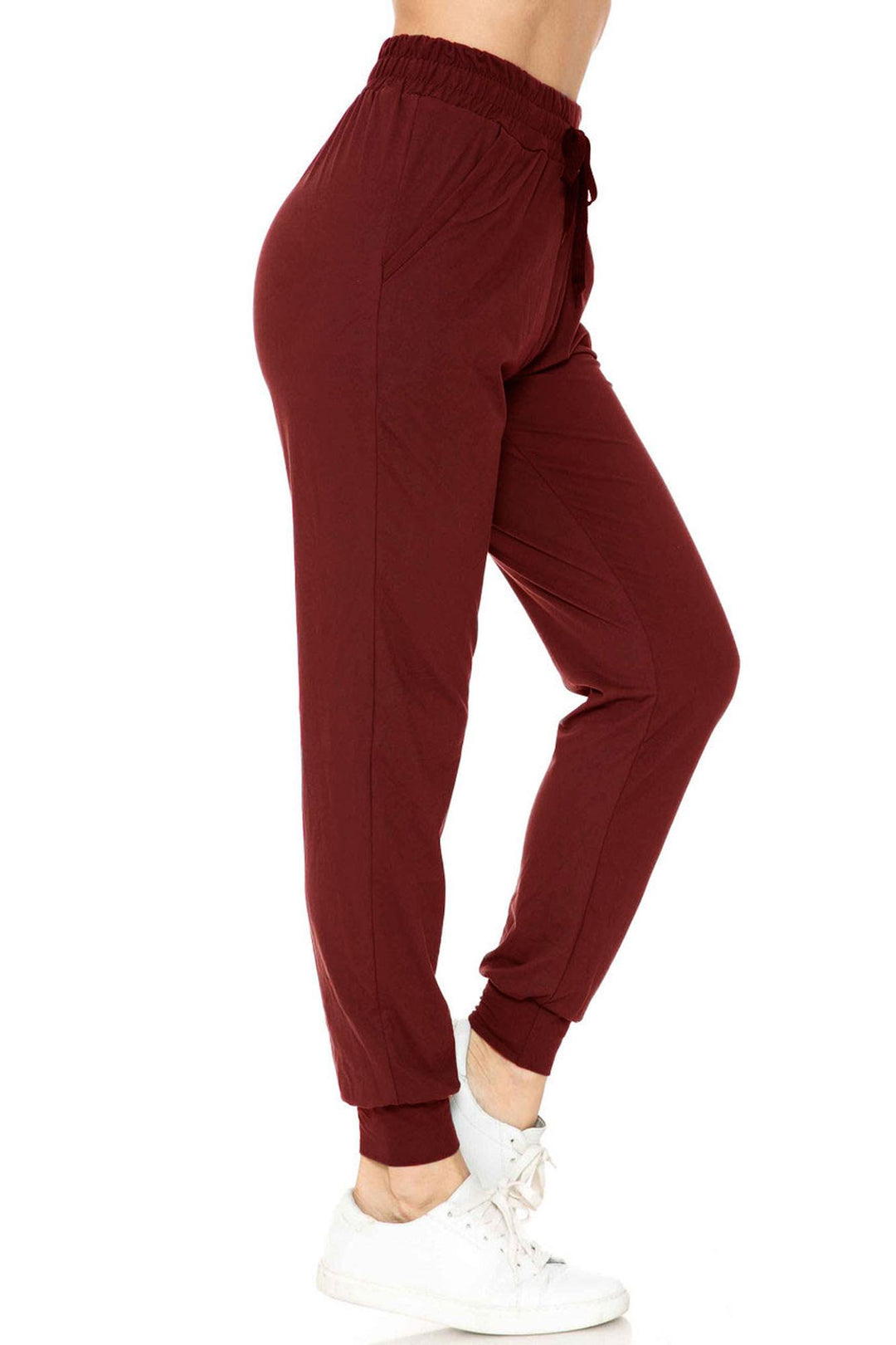 Buttery Soft Solid Basic Burgundy Joggers - EEVEE