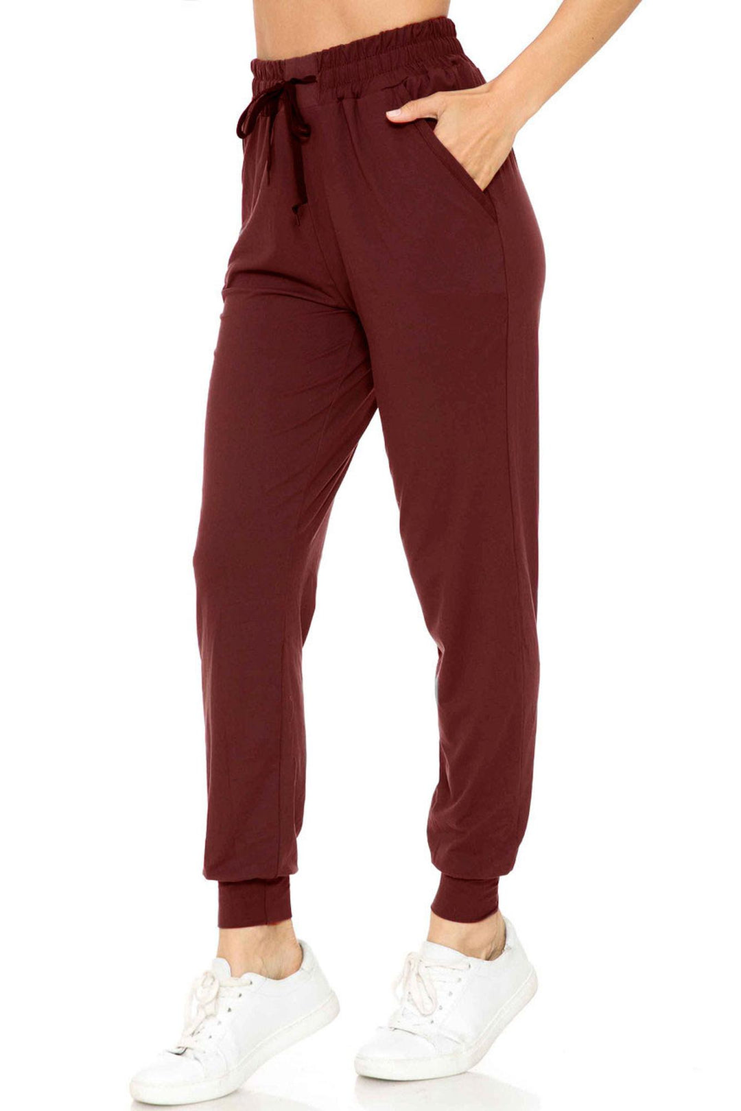 Buttery Soft Solid Basic Burgundy Joggers - EEVEE