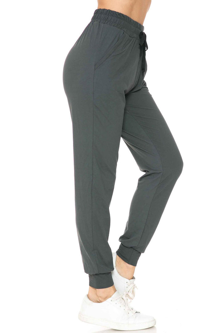 Buttery Soft Solid Basic Charcoal Women's Joggers - EEVEE