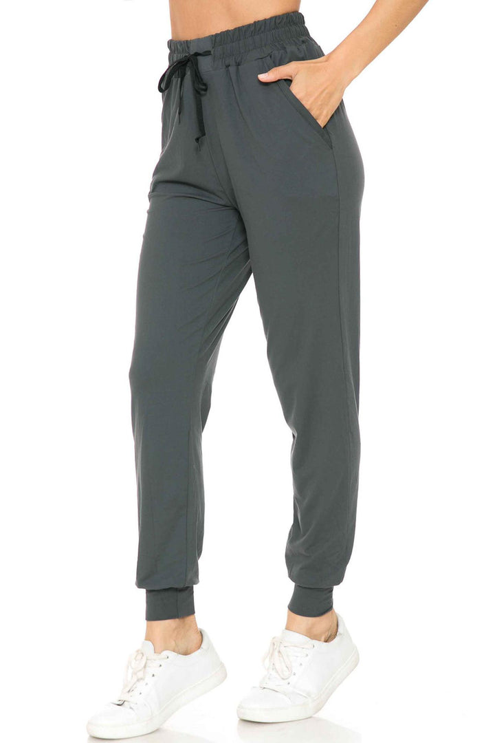 Buttery Soft Solid Basic Charcoal Women's Joggers - EEVEE