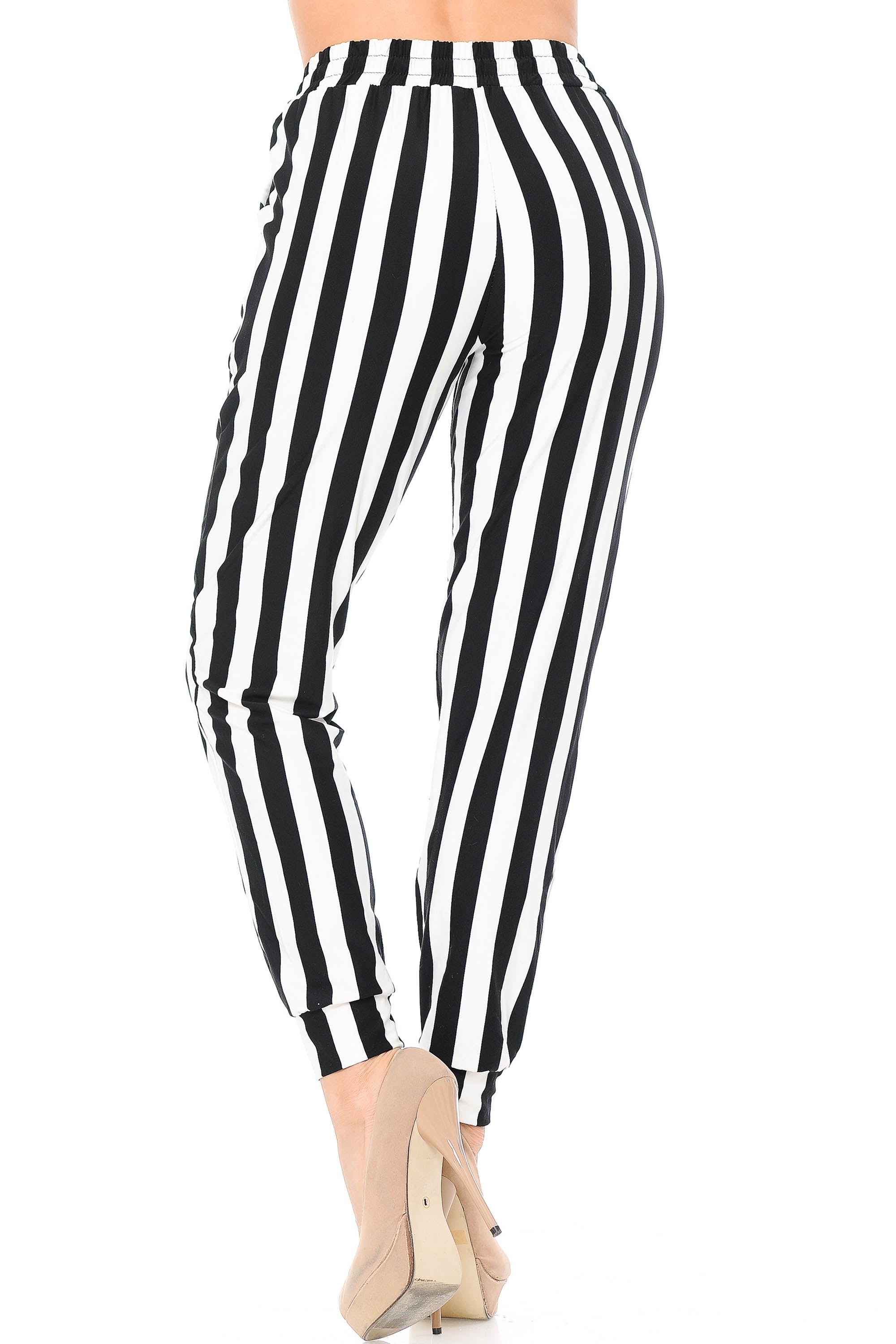 Buttery Soft Black and White Wide Stripe Joggers