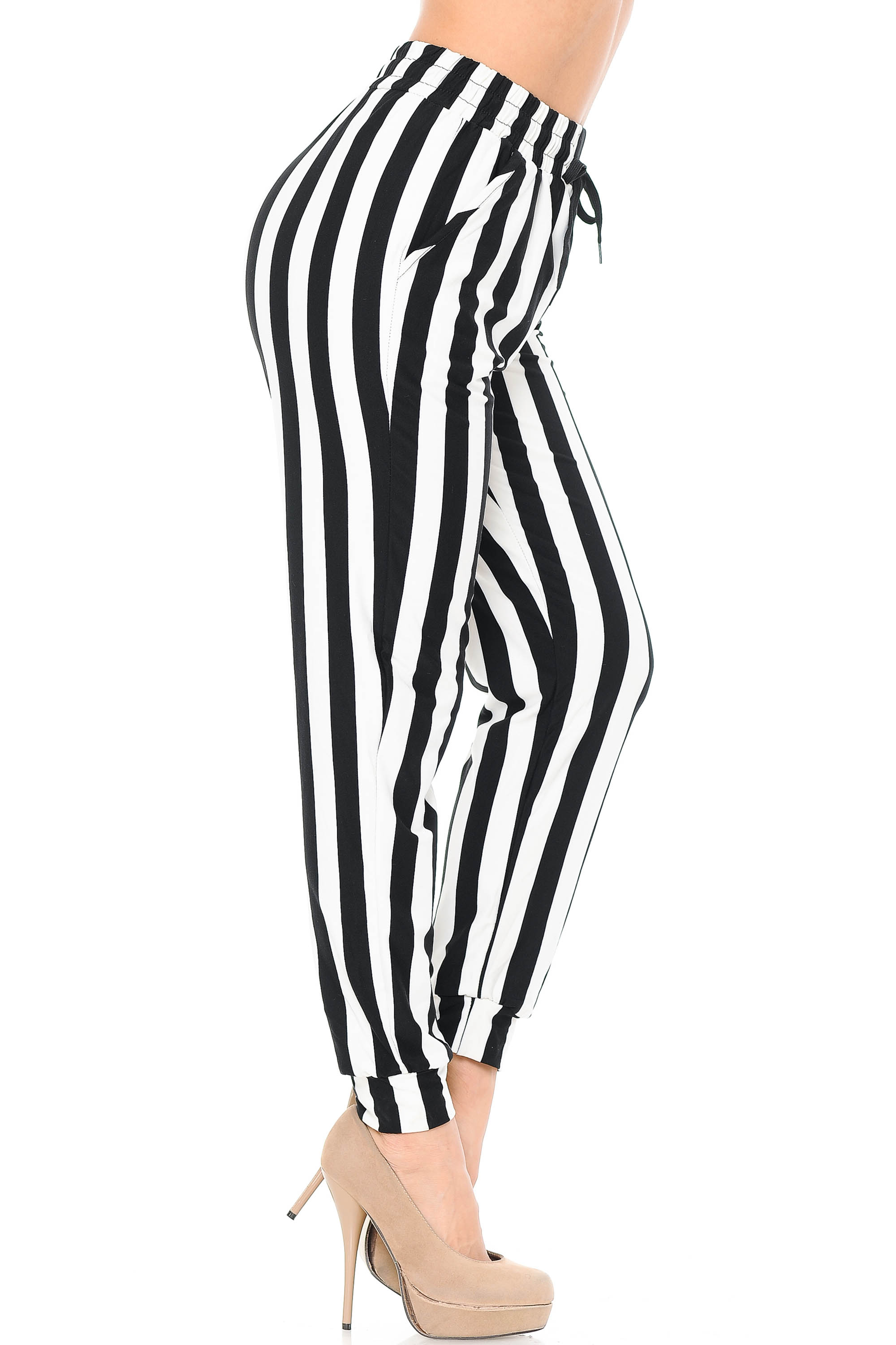 Buttery Soft Black and White Wide Stripe Joggers