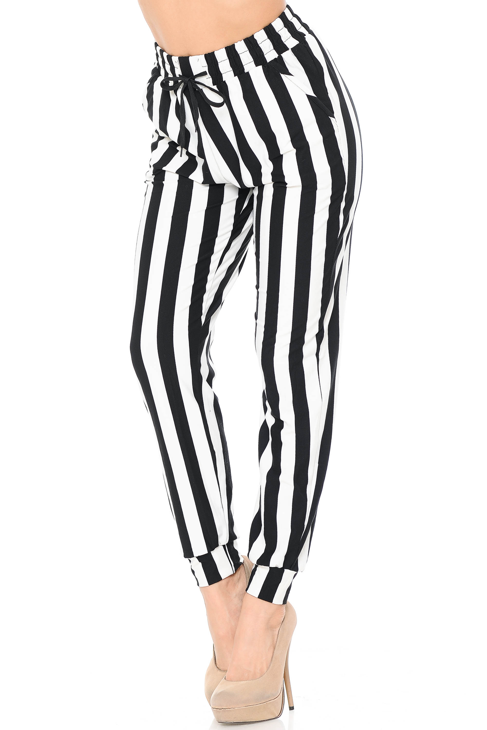 Buttery Soft Black and White Wide Stripe Joggers