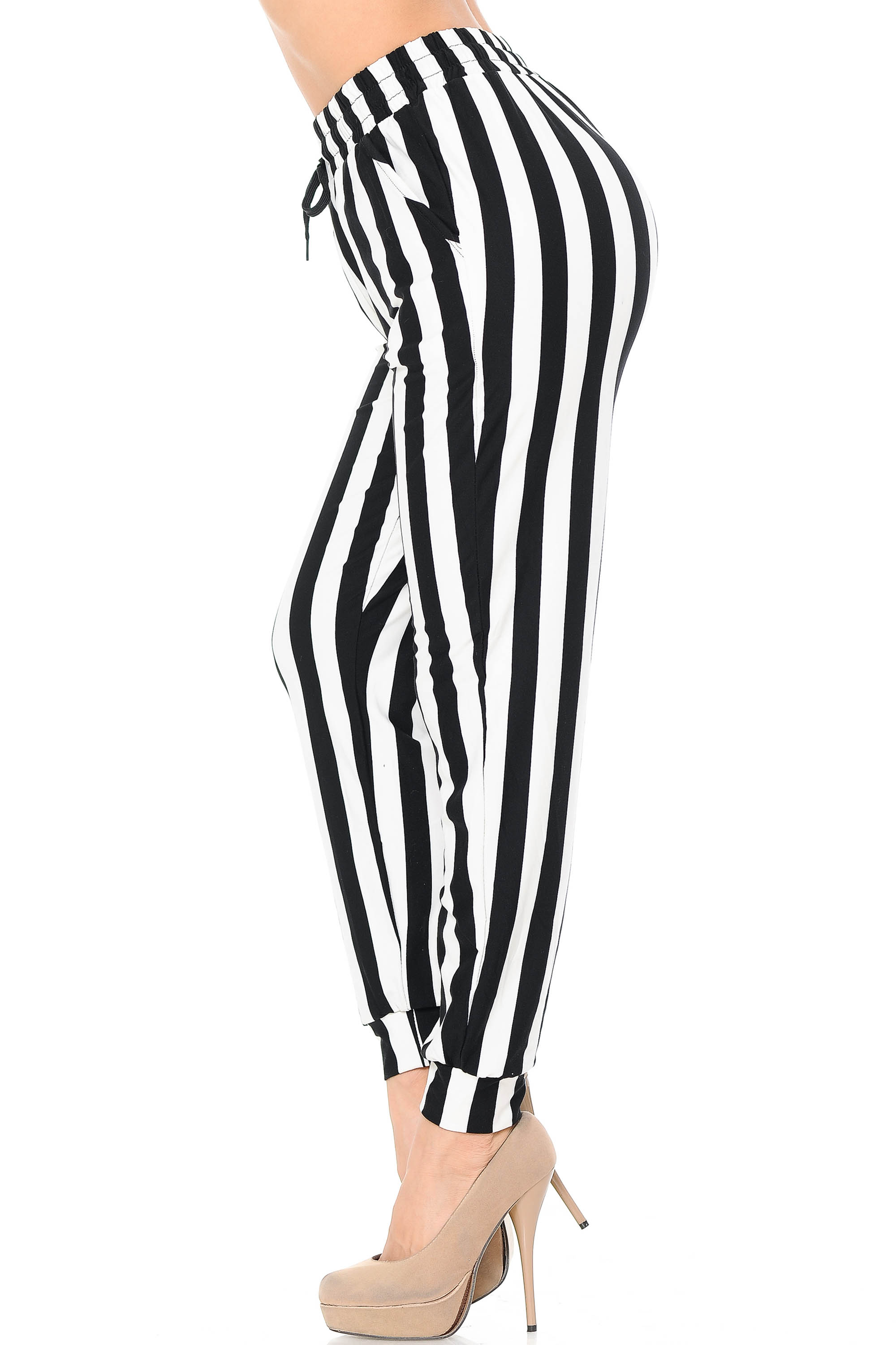 Buttery Soft Black and White Wide Stripe Joggers