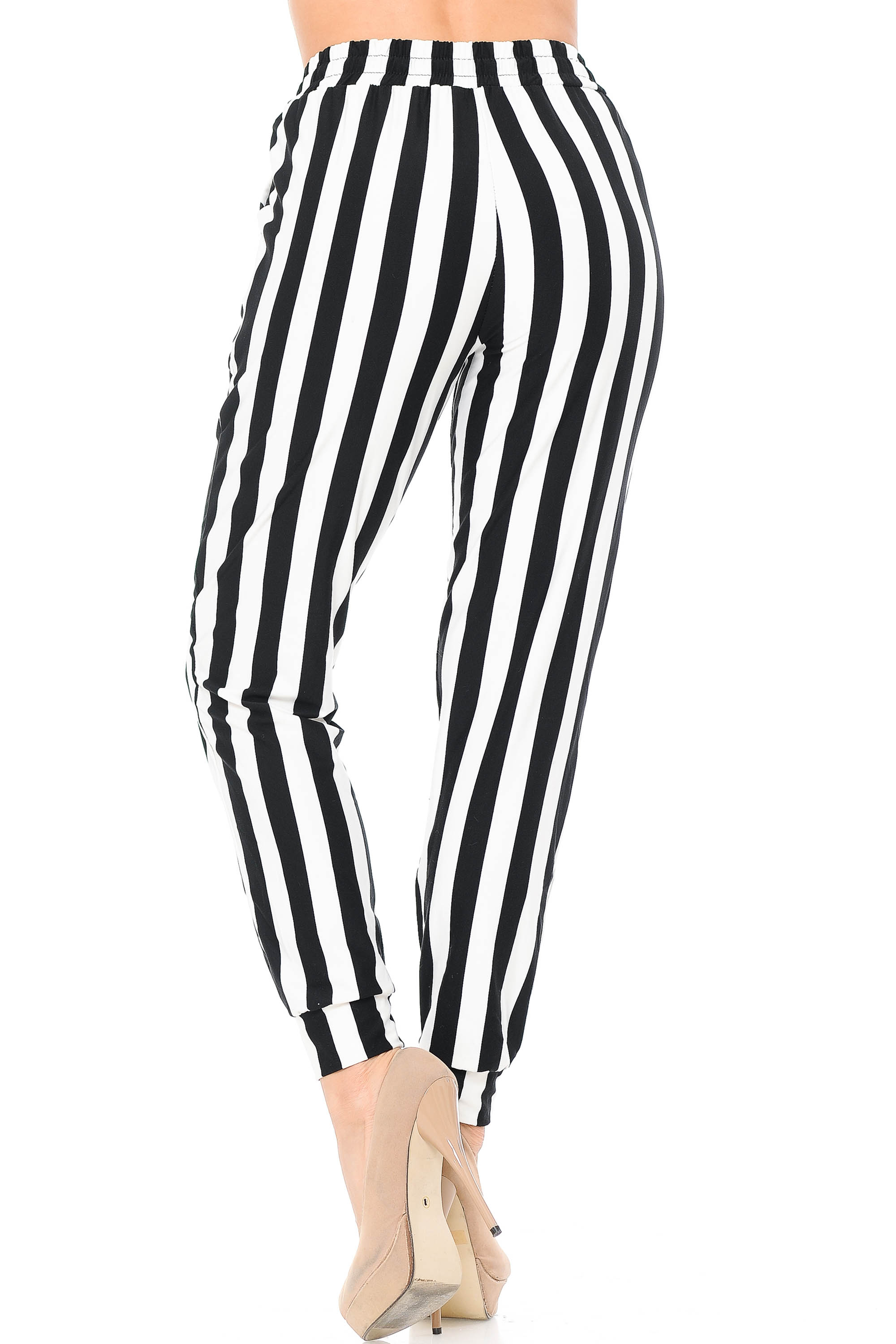 Buttery Soft Black and White Wide Stripe Joggers