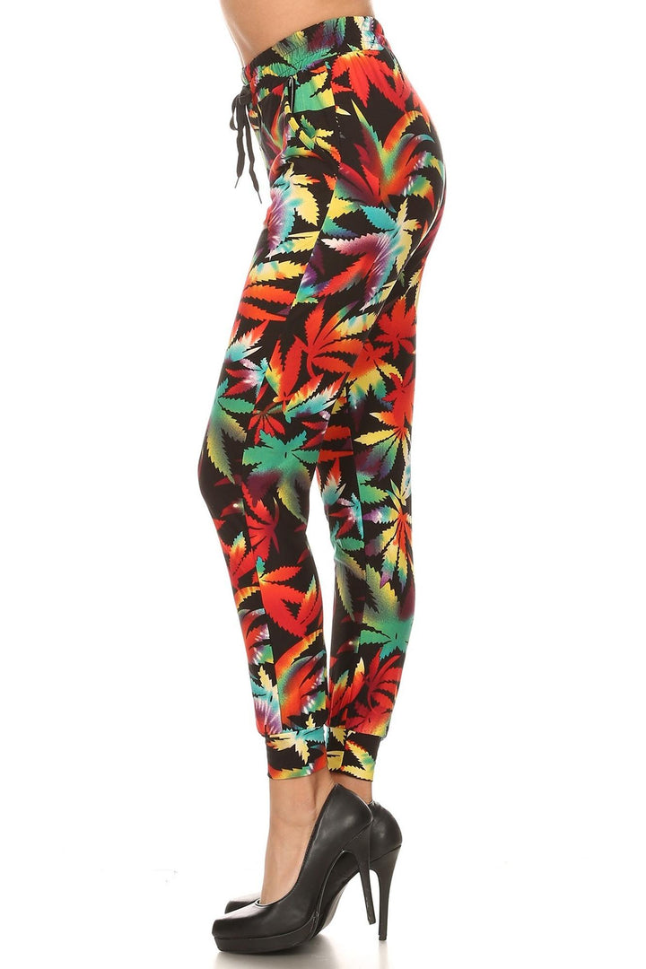 Buttery Soft Rainbow Marijuana Joggers