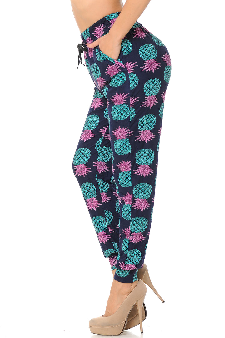 Buttery Soft Teal Pineapple Women's Joggers
