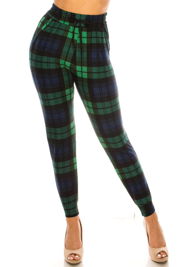 Buttery Soft Green Plaid Joggers