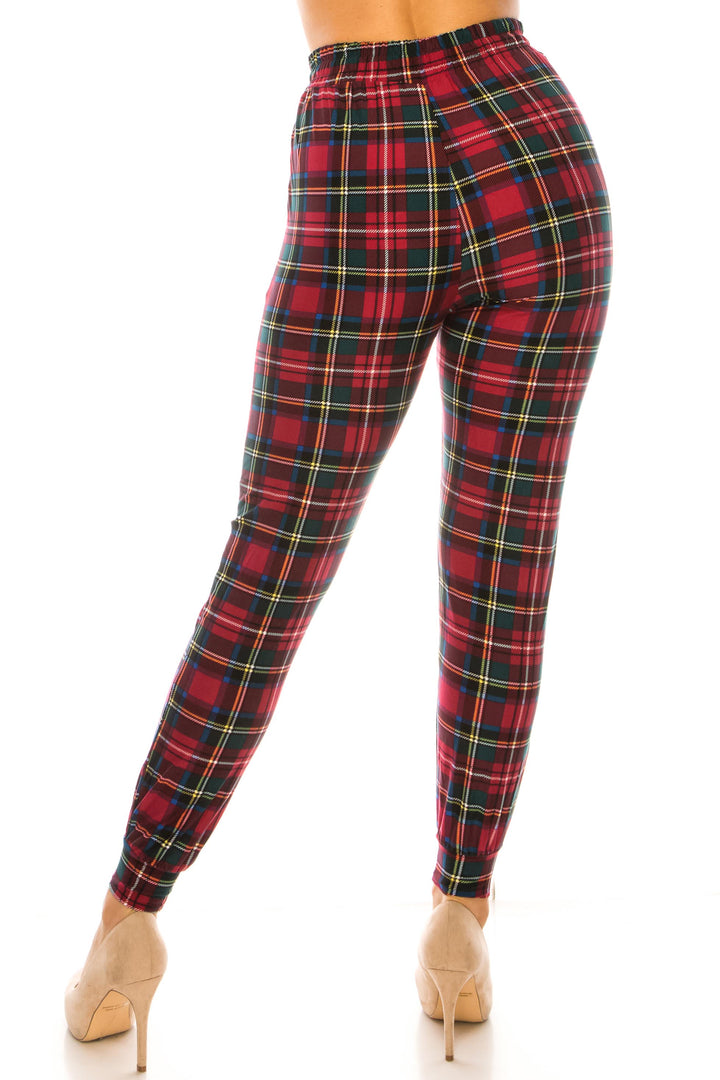 Buttery Soft Modish Burgundy Plaid Joggers