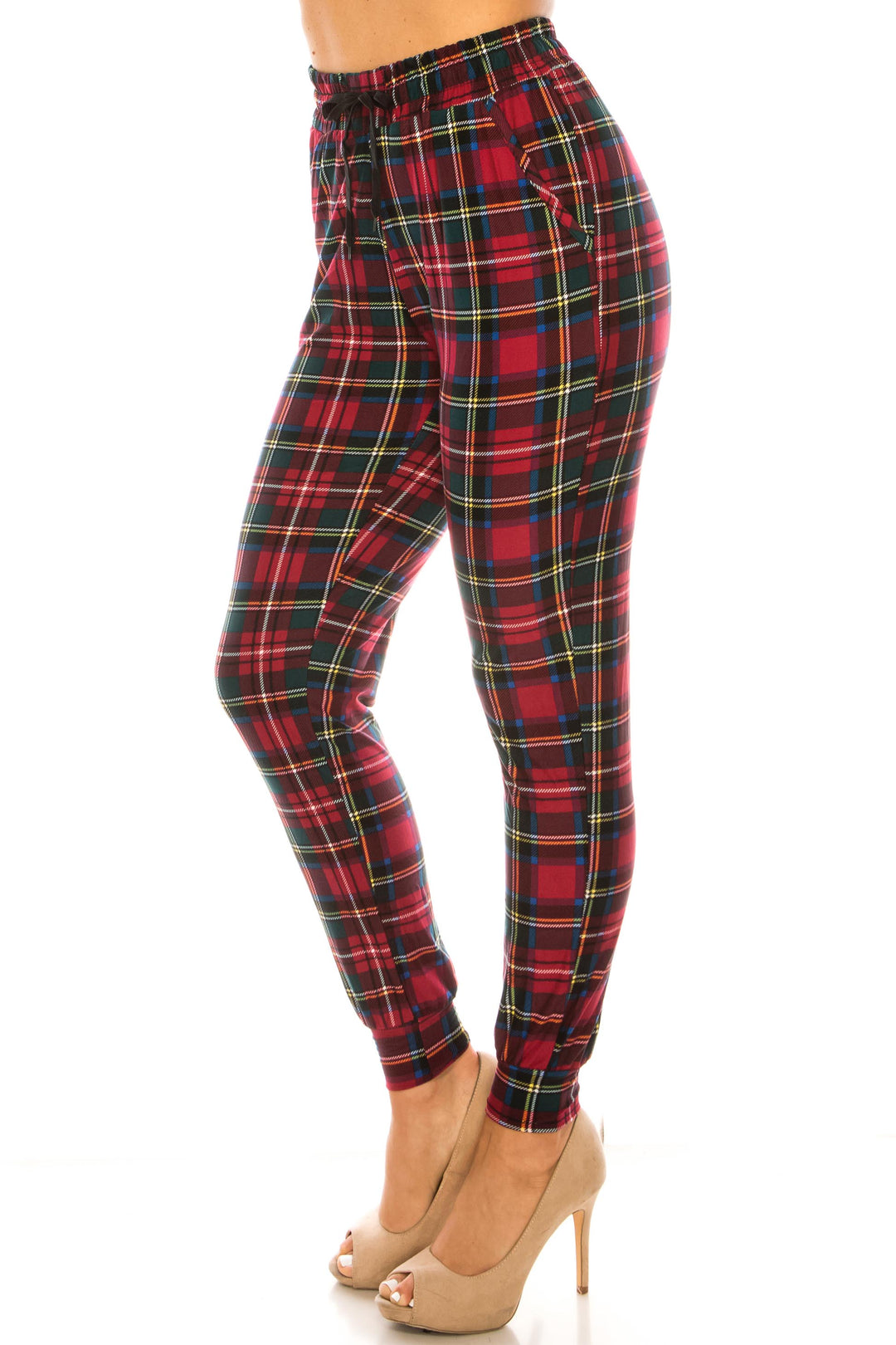 Buttery Soft Modish Burgundy Plaid Joggers