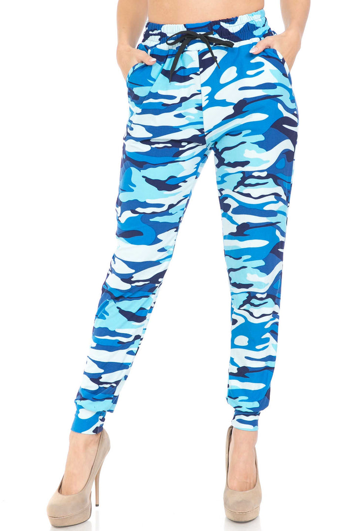 Buttery Soft Blue Camouflage Joggers - EEVEE