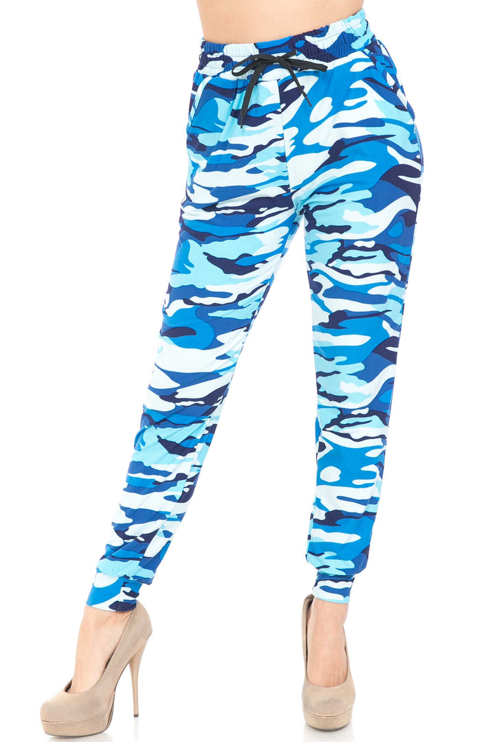 Buttery Soft Blue Camouflage Joggers - EEVEE