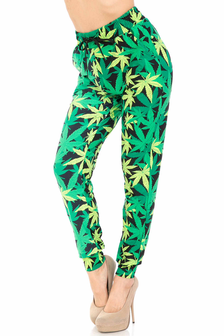 Buttery Soft Cannabis Green Marijuana Joggers