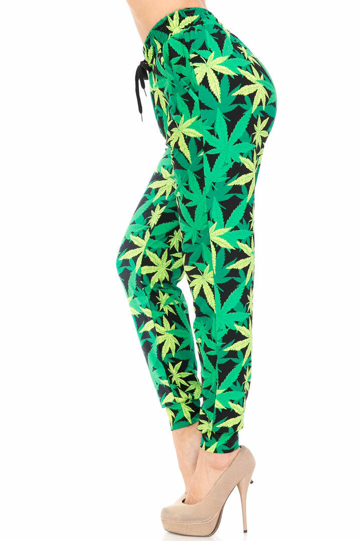Buttery Soft Cannabis Green Marijuana Joggers