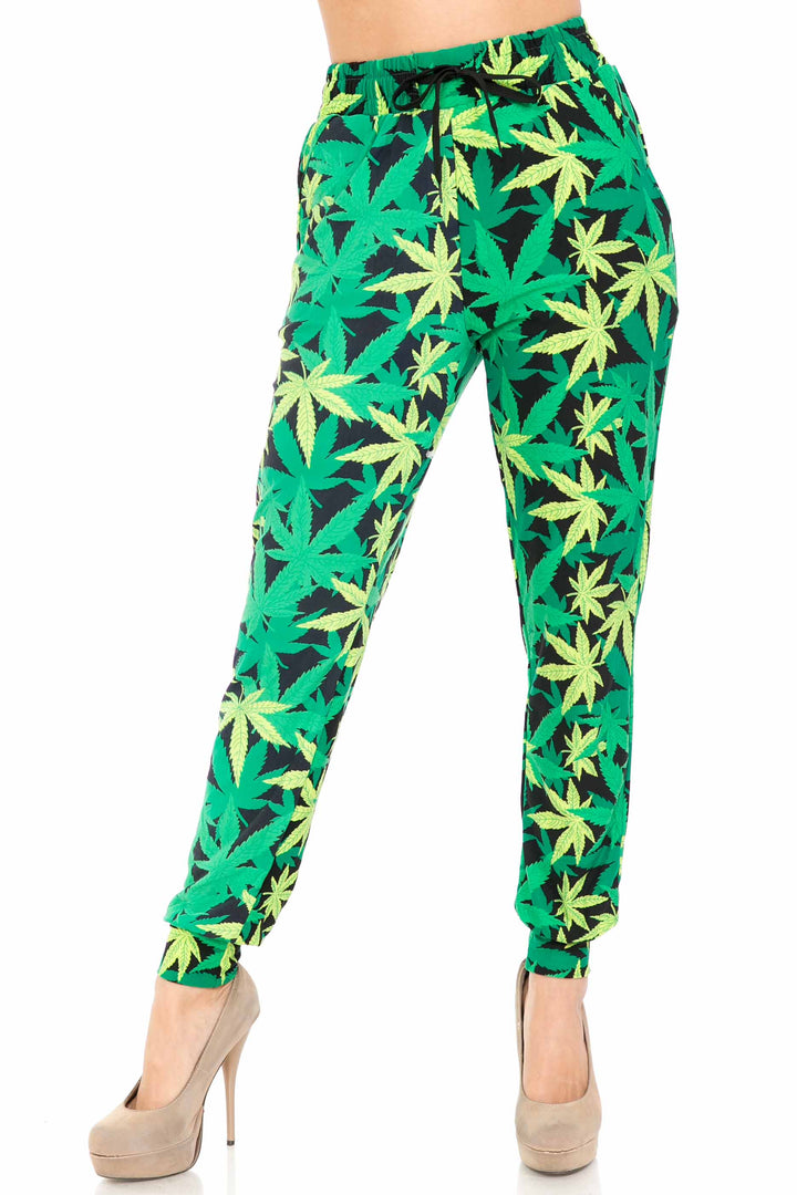 Buttery Soft Cannabis Green Marijuana Joggers