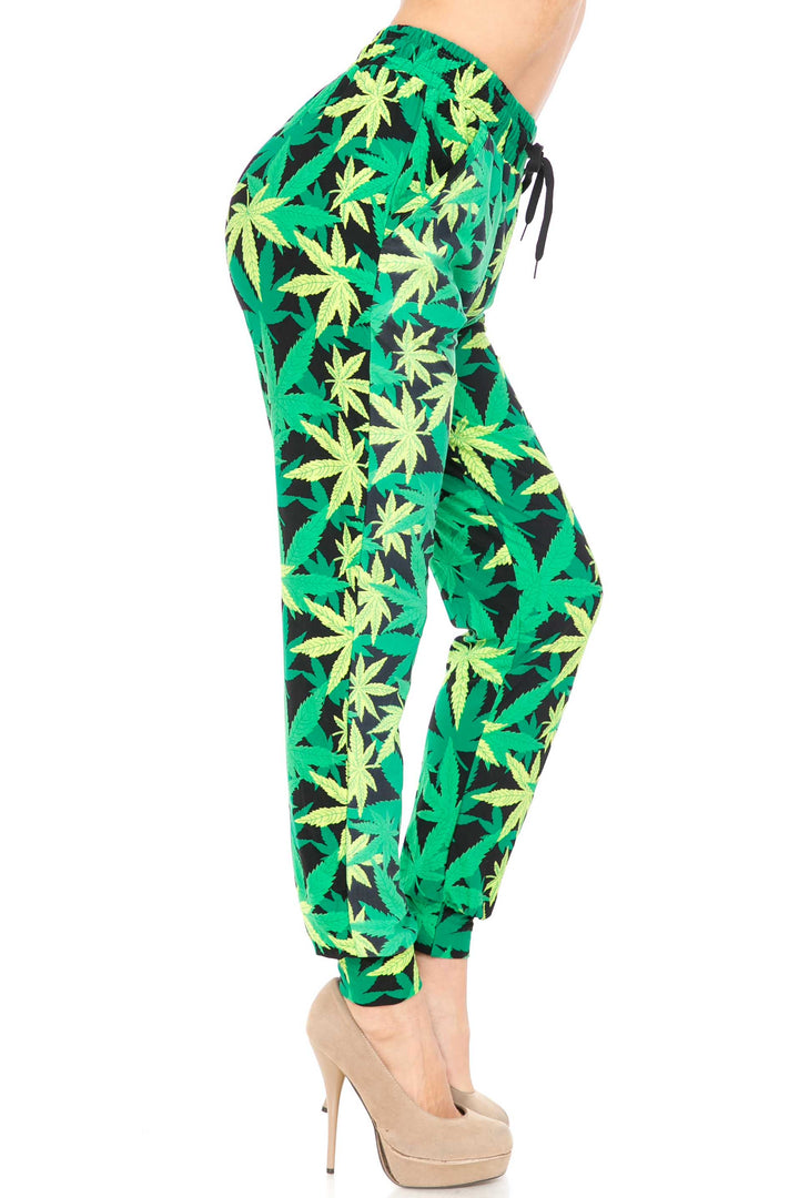 Buttery Soft Cannabis Green Marijuana Joggers