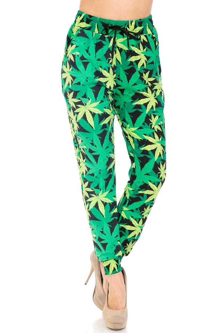 Buttery Soft Cannabis Green Marijuana Joggers